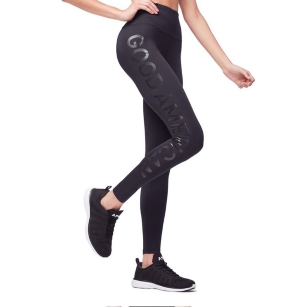 Good American Reflective High Waist Leggings Size 0 XS Black
